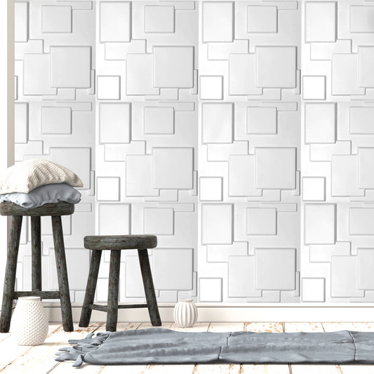 12pcs 3D PVC Wall Panels Ecofriendly Paintable Home Background Square Decor 50x50cm