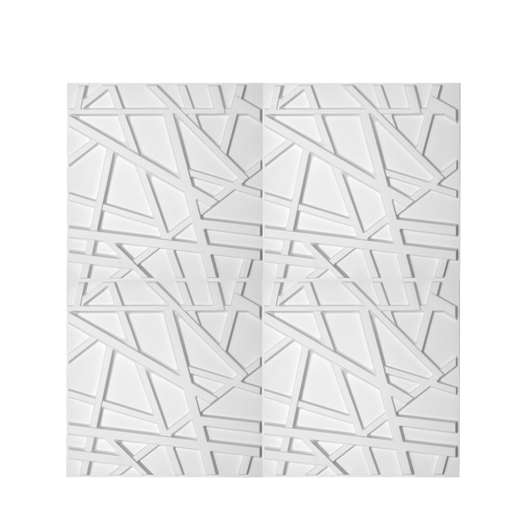 12pcs 3D PVC Wall Panels Ecofriendly Paintable Home Background Lines Decor 50x50cm