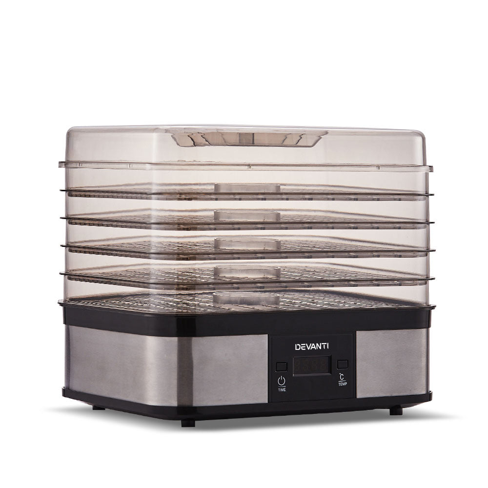 Food Dehydrator with 5 Trays - Silver