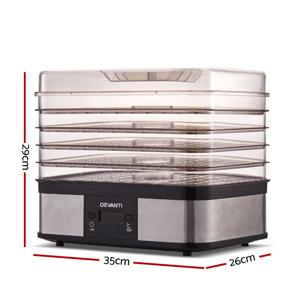 Food Dehydrator with 5 Trays - Silver