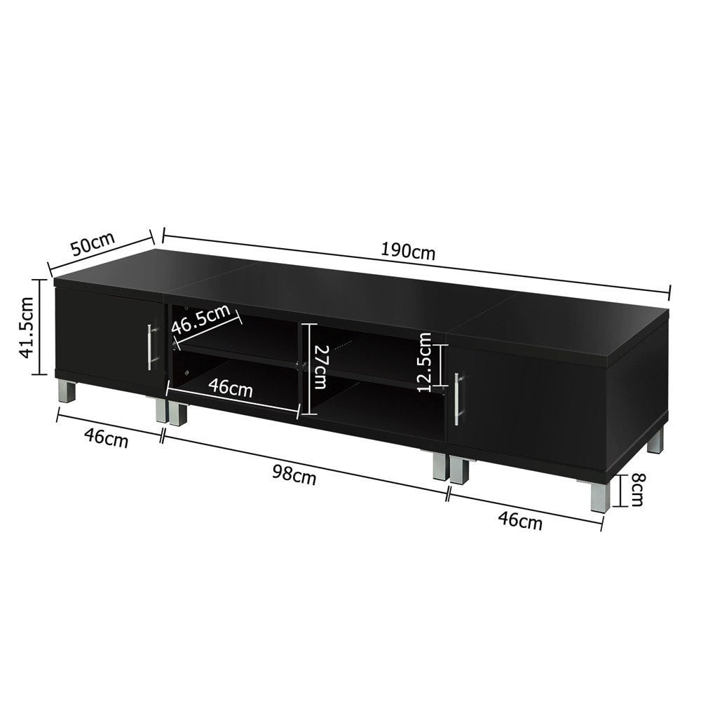 Odell 190cm Entertainment Unit with Cabinets - Black