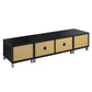 Odell 190cm Entertainment Unit with Cabinets - Black