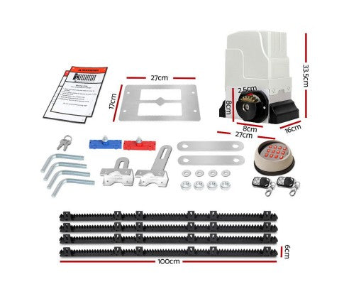 Electric Sliding Gate Opener 1800KG With Keypad Remote 4M Rail