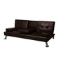 Marny 3 Seater Adjustable Sofa Bed Lounge Futon Couch Leather Beds Cup Holder Recliner - Brown