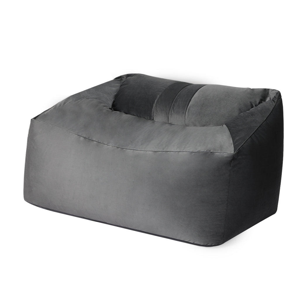 Bean Bag Chair Cover Soft Velvet Home Game Seat Lazy Sofa 145cm Length - Dark Grey