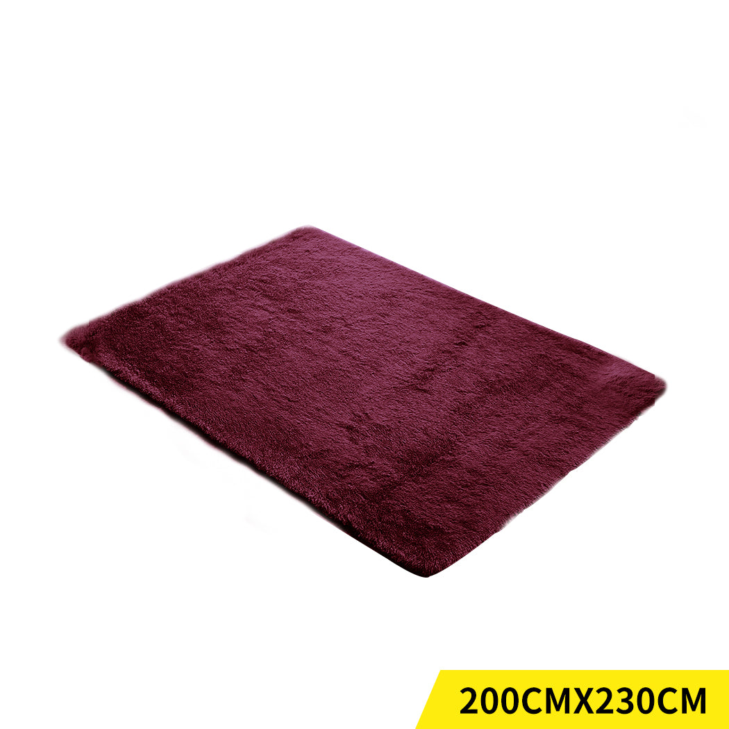 Amira 200x230 Designer Soft Shaggy Floor Confetti Rug - Burgundy