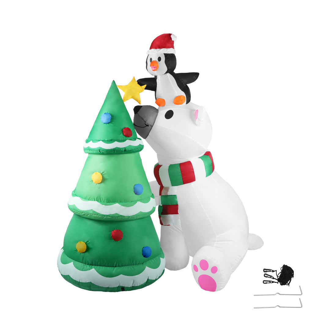 Polar Bear Tree 1.8M Christmas Inflatable Decor LED Lights Xmas Party