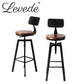 Set of 2 Marseille Industrial Bar Stools Chairs Kitchen Stool Wooden Barstools Swivel - Black & Wood