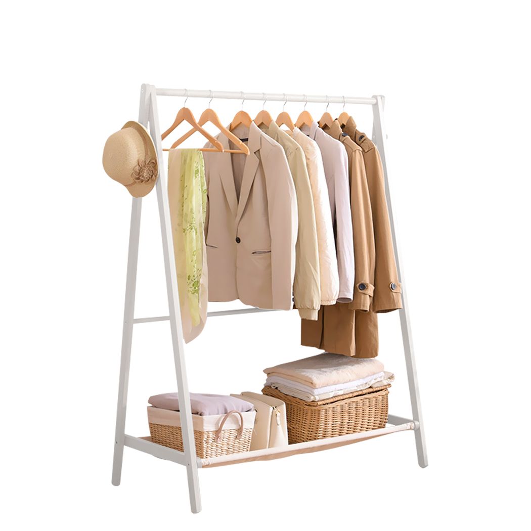 Clothes Rack Wooden Garment Hanging Stand Closet Storage Organiser Shelf