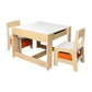 Phyllys 3-Piece Kids Table & Chairs Set Storage Box Toys Play Desk Wooden Study - White & Wood