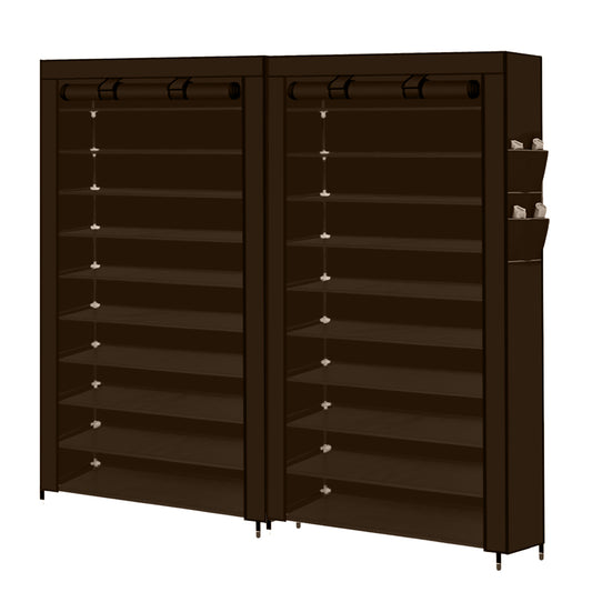 Set of 2 Shoe Rack Storage Cabinet Cube Diy Organiser 10 Tier Organizer Brown