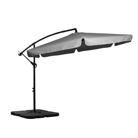 3m Kalaoa Outdoor Umbrella Patio Cantilever with Base - Grey
