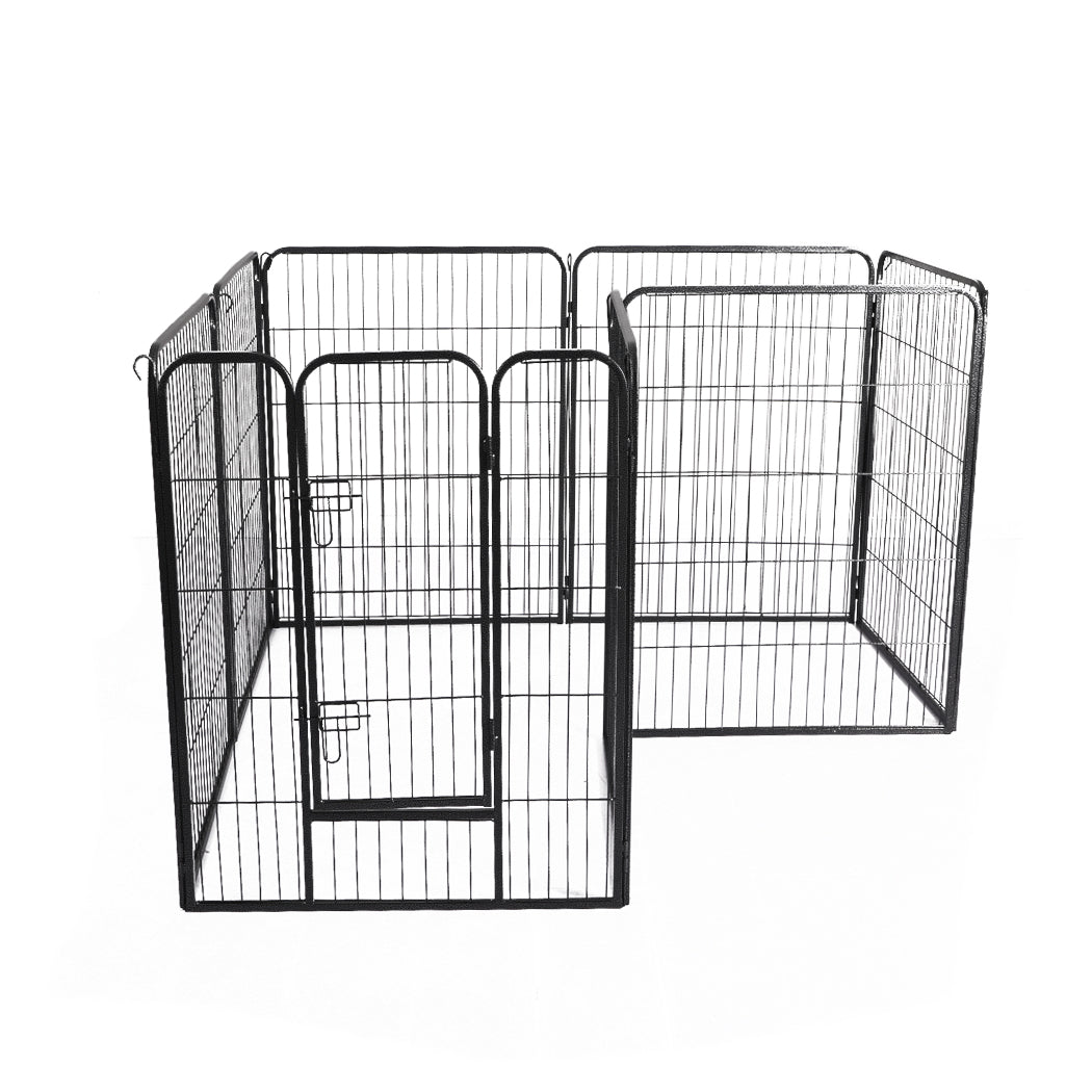 24'' 8 Panel Pet Dog Playpen Puppy Exercise Cage Enclosure Fence Cat Play Pen - Black