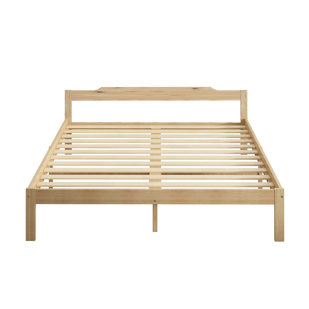 Ashley Wooden Bed Frame Base Solid Timber Pine Wood Natural no Drawers - Double