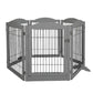 6 Panels Pet Dog Playpen Puppy Exercise Cage Enclosure Fence Indoor Grey - Grey
