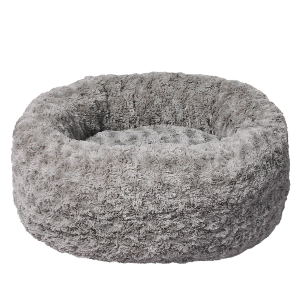 Bernese Dog Beds Calming Warm Soft Plush Pet Cat Cave Washable Portable - Grey SMALL