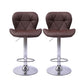 Set of 2 Orleans Bar Stools Stool Swivel Gas Lift Kitchen Leather Chair Chairs Metal Barstools - Brown