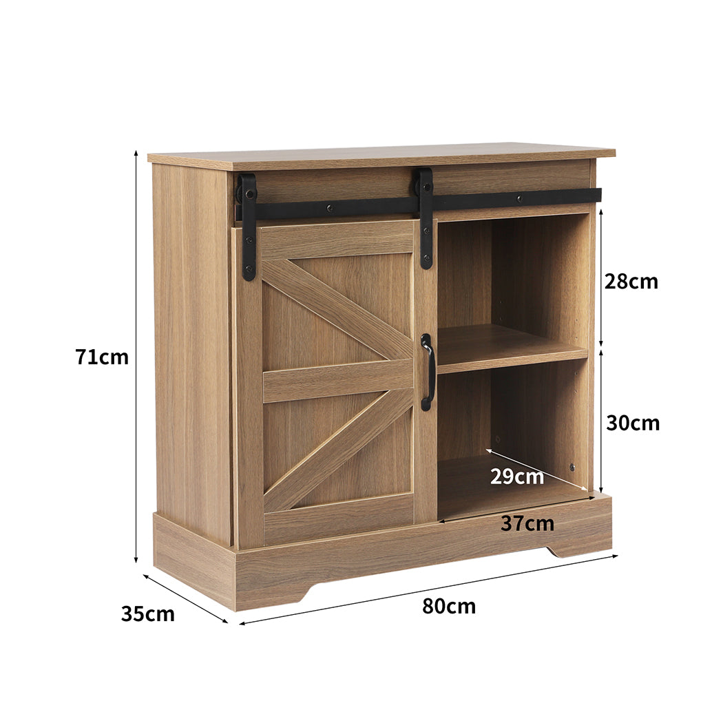 Finch Wooden Buffet Sideboard Cabinet Single Sliding Doors Kitchen Storage Cupboard - Oak