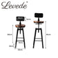 Set of 2 Marseille Industrial Bar Stools Chairs Kitchen Stool Wooden Barstools Swivel - Black & Wood