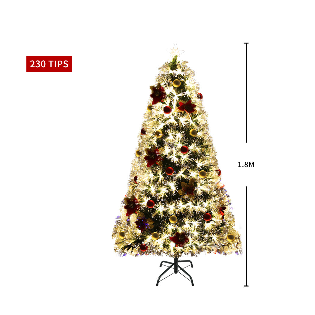 6ft 1.8m 230 Tips Christmas Tree Xmas Decorations Fibre Optic Multicolour Lights