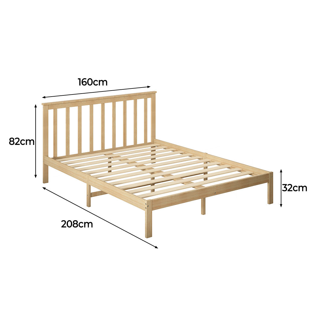 Arianne Wooden Bed Frame Base Full Size Timber Natural - Queen