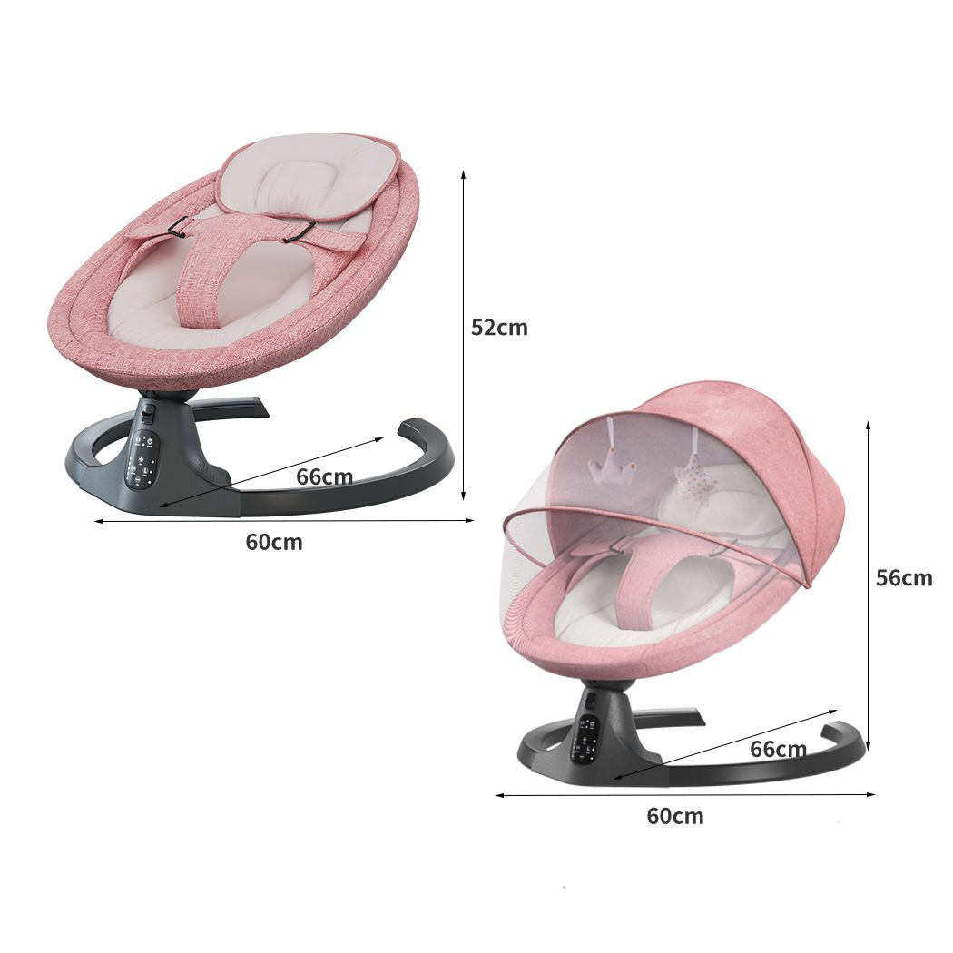 Baby Swing Cradle Pink Rocker Bed Electric Bouncer Seat Infant Remote Chair