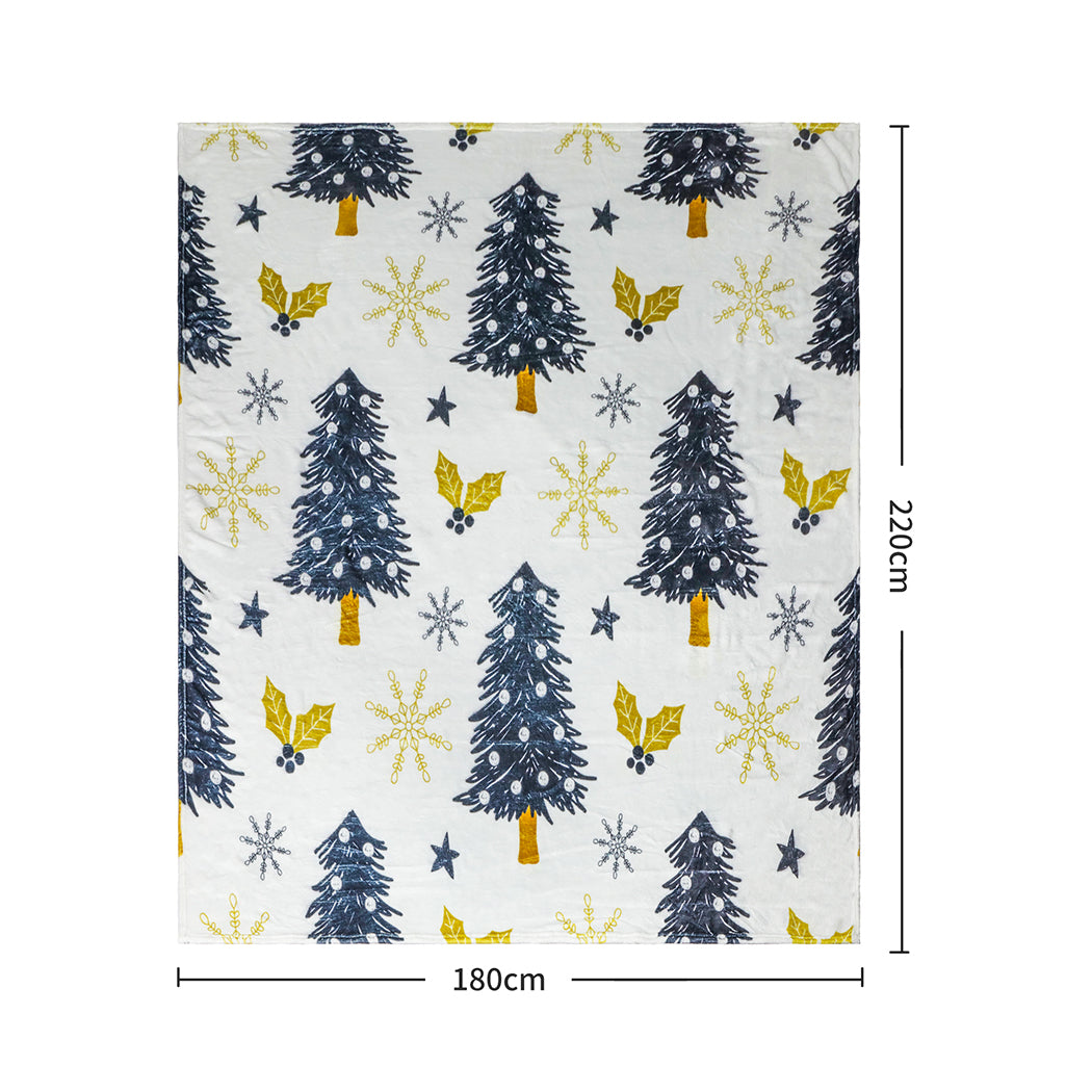 Wreathen Throw Soft Blanket Xmas Flannel Double Sided Warm Fleece Decor Christmas Single - White