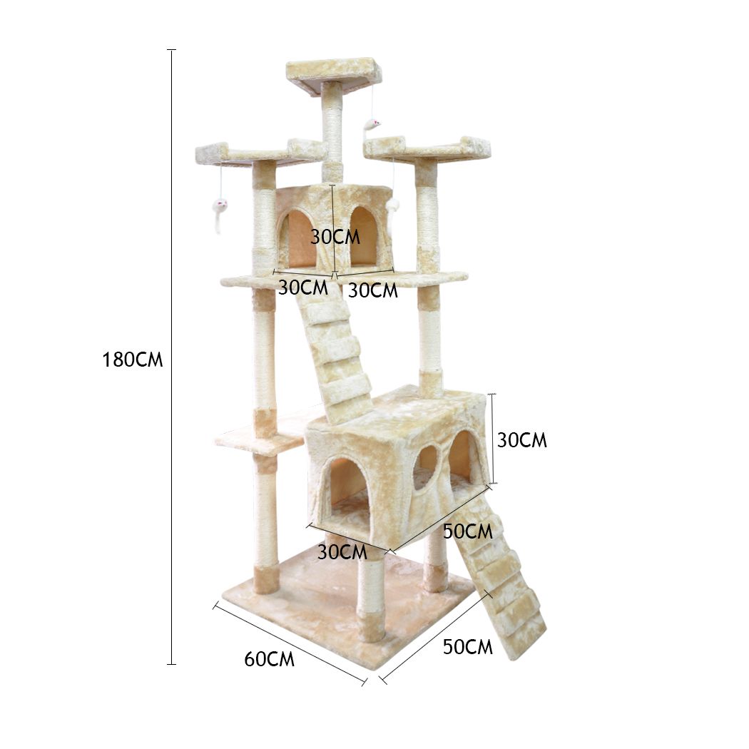 1.8M Cat Scratching Post Tree House Condo Furniture Scratcher Pole