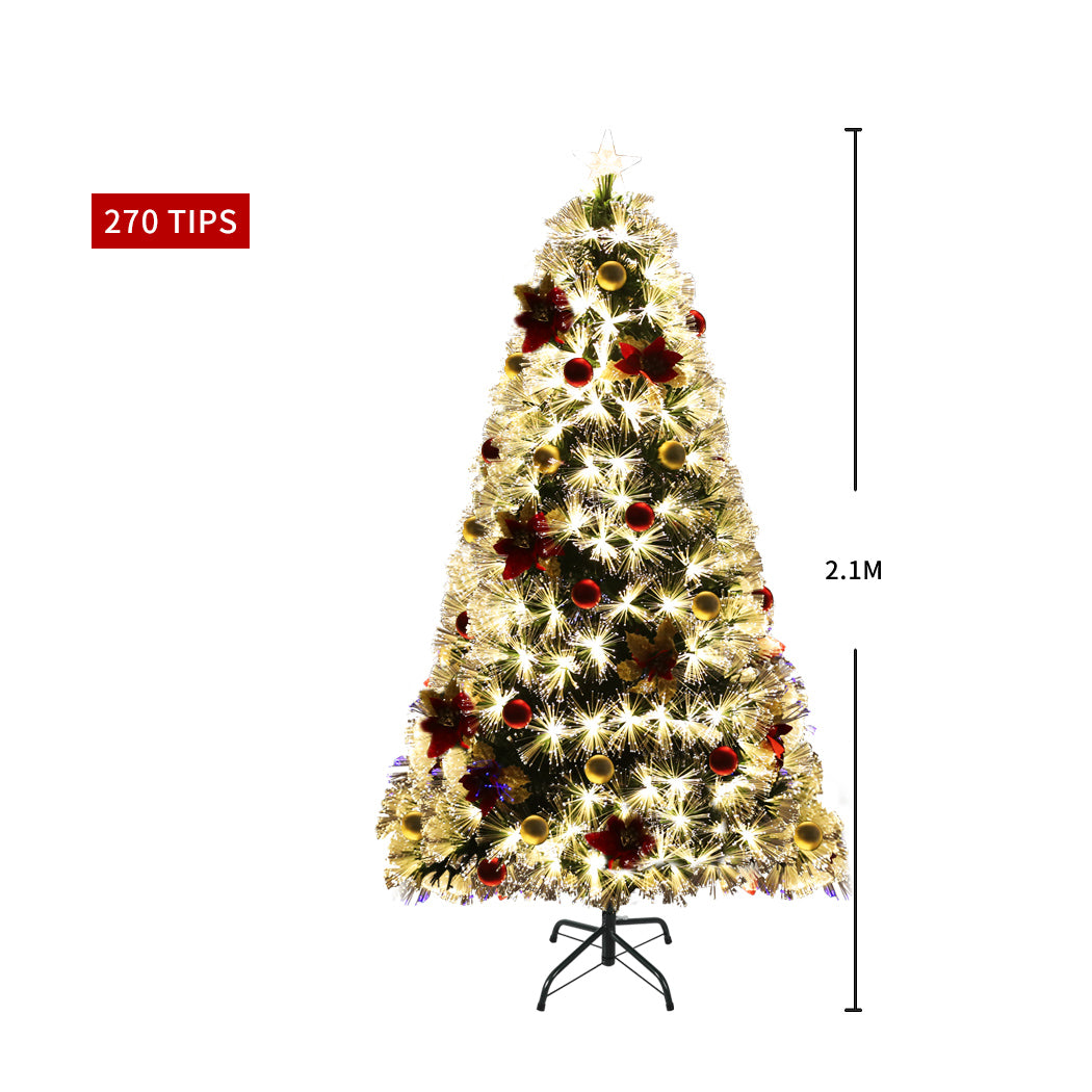 7ft 2.1m 270 Tips Christmas Tree Xmas Decorations Fibre Optic Multicolour Lights