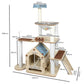 Cat Tree Scratching Post Scratcher Cats Tower Wood Condo Toys House 138cm - White