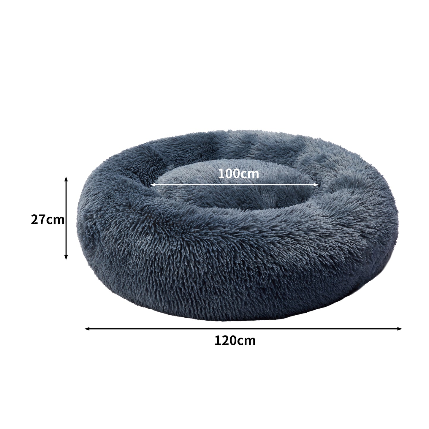 Molossus Dog Beds Pet Calming Donut Nest Deep Sleeping Bed - Dark Grey XXXLARGE