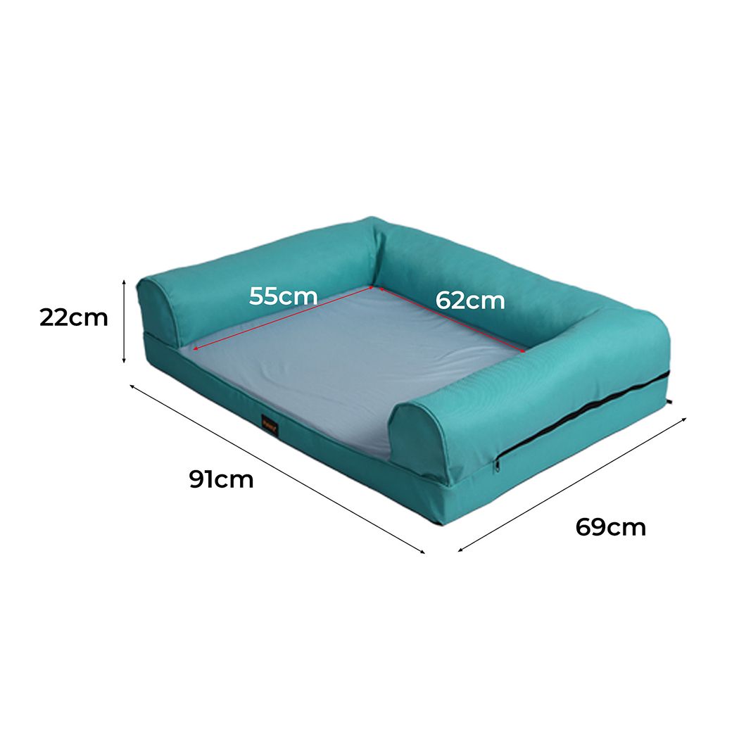 Mastiff Dog Beds Pet Cooling Non-toxic Sofa Bolster Insect Prevention Summer - Teal MEDIUM