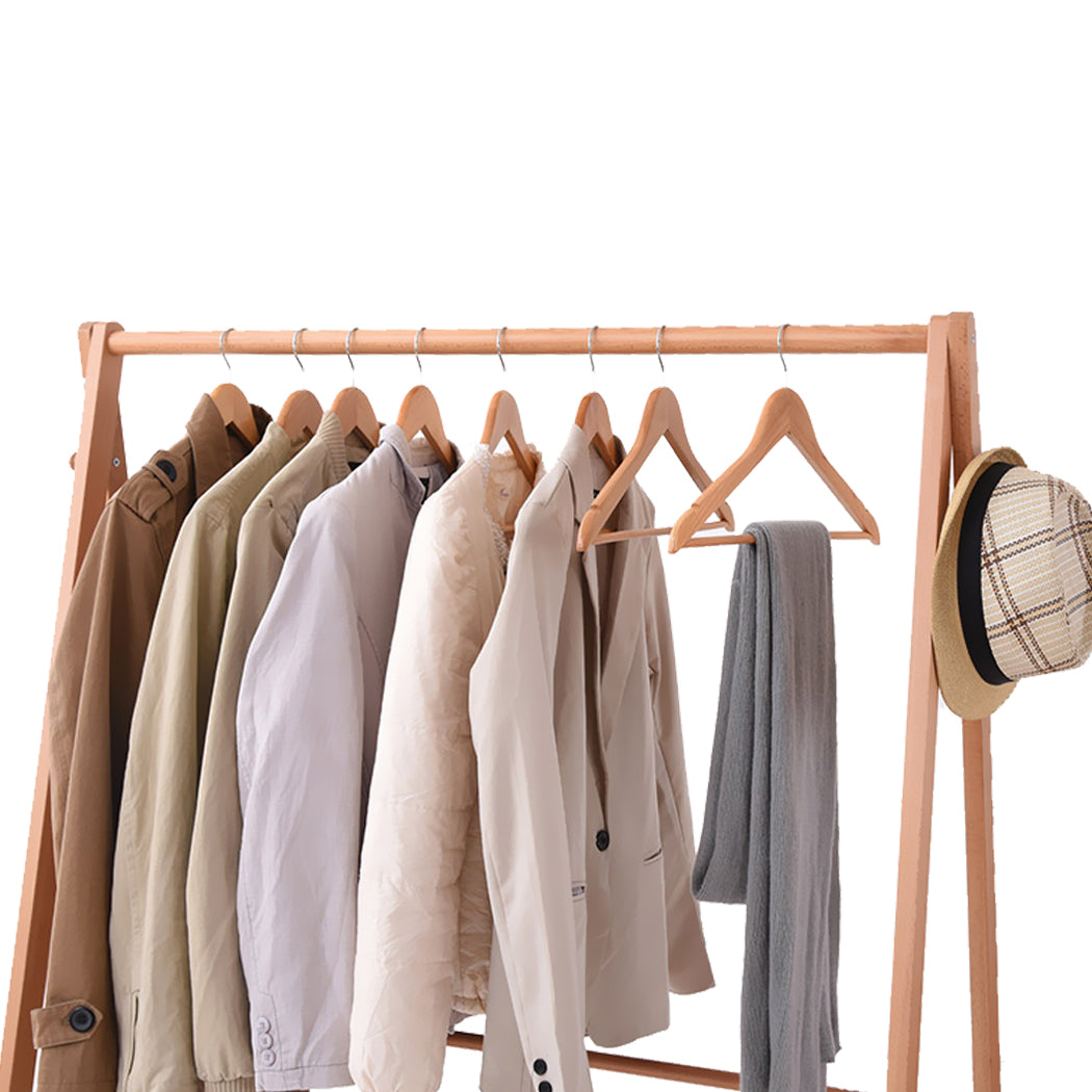 Clothes Stand Garment Drying Rack Hanger Organiser Wooden Rail Portable