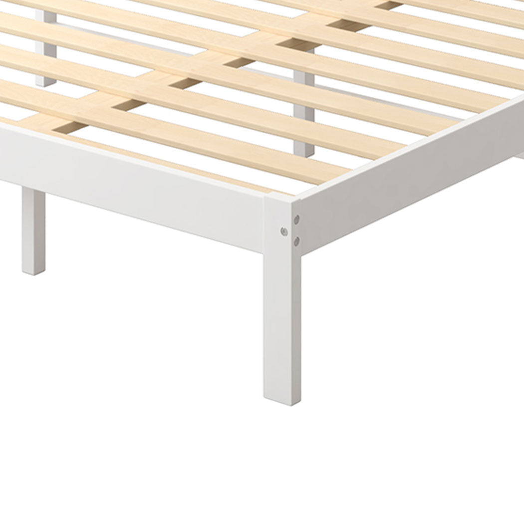 Ashley Wooden Bed Frame Base Solid Timber Pine Wood White no Drawers - King Single