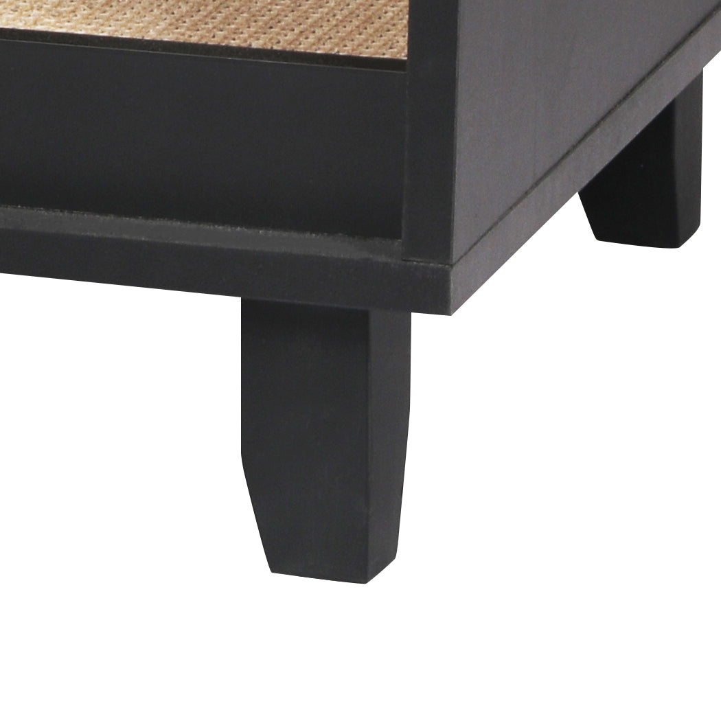 Enclosed Hooded Cat Litter Box Furniture Scratch Board Side Table - Black - Black