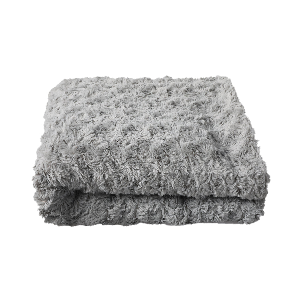 Dog Blanket Pet Cat Warm Soft Plush Mat Washable Reusable Calming Bed - Grey