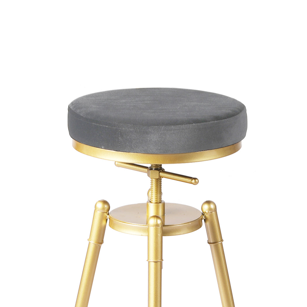 Set of 2 Reims Bar Stools Kitchen Stool Chair Swivel Barstools Velvet Padded Seat - Dark Grey