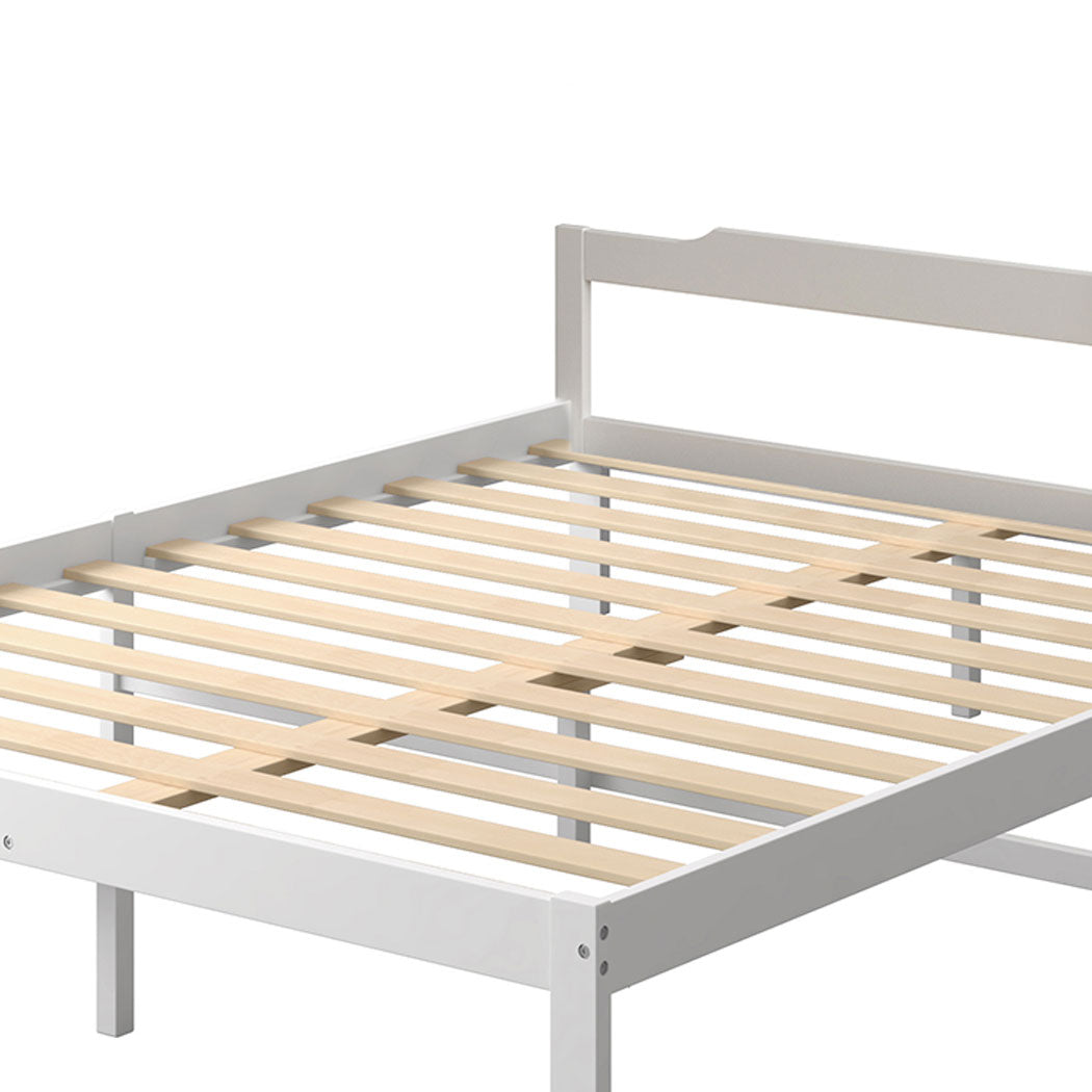 Ashley Wooden Bed Frame Base Solid Timber Pine Wood White no Drawers - Double