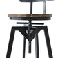 110cm Helsinki Industrial Adjustable Swivel Bar Stools with Back Wood Counter Chairs - Brown