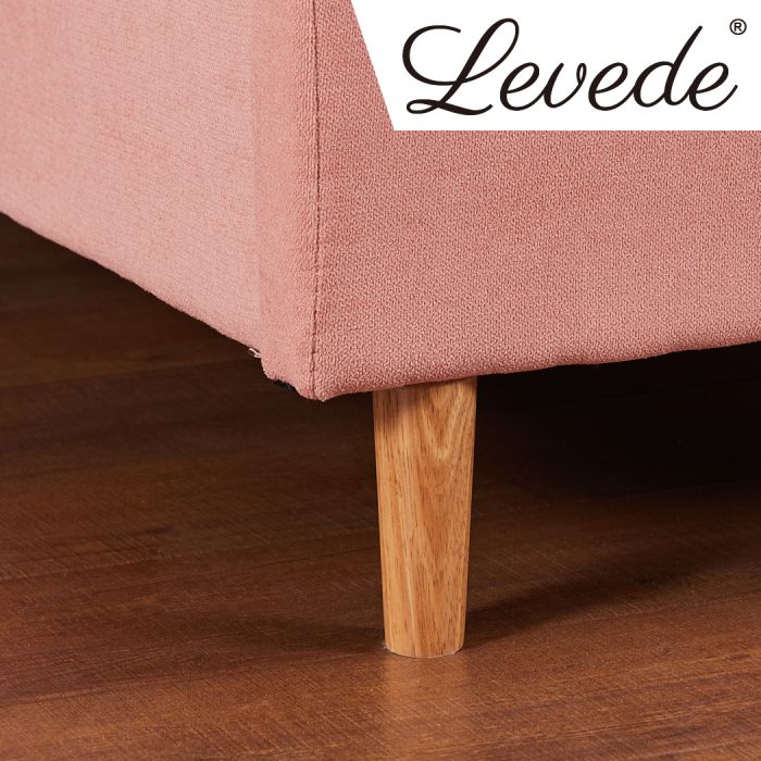 Bella Bed Frame Velvet Base Bedhead Headboard Wooden Platform - Pink Queen