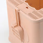 Foldable Cat Litter Box Tray Enclosed Kitty Toilet Hood Hair Grooming Pink - Pink