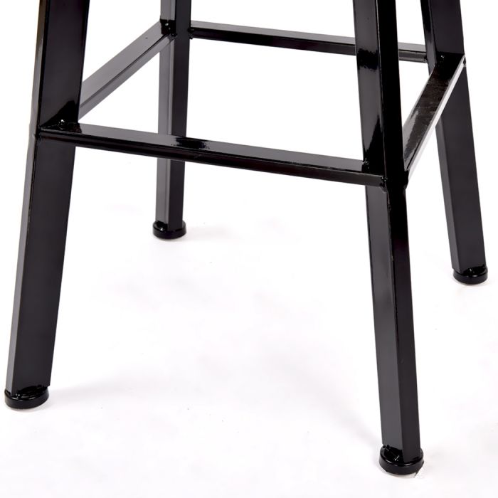 Set of 3 Potenza Industrial Pub Table & Bar Stools Wood Chair Set Home Kitchen Furniture - Black & Wood