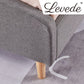 Diva Bed Frame Wooden Platform Linen Fabric Base Bedhead Headboard - Double