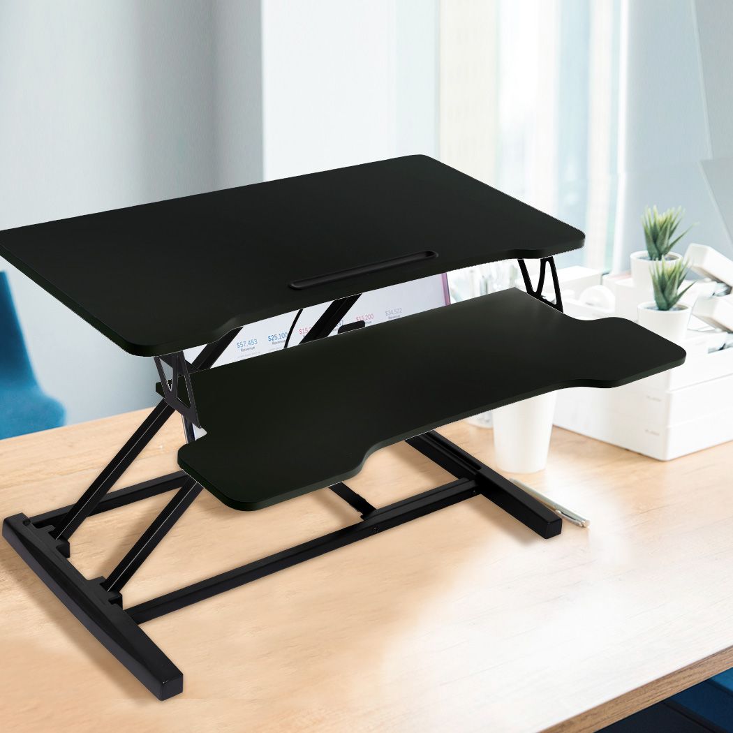 Standing Office Desk Riser Height Adjustable Sit Stand Shelf Computer - Black