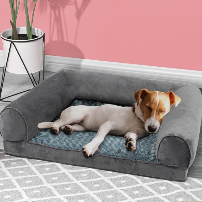 Perro Dog Beds Pet Sofa Bedding Soft Warm Mattress Cushion Pillow Mat Plush - Grey MEDIUM