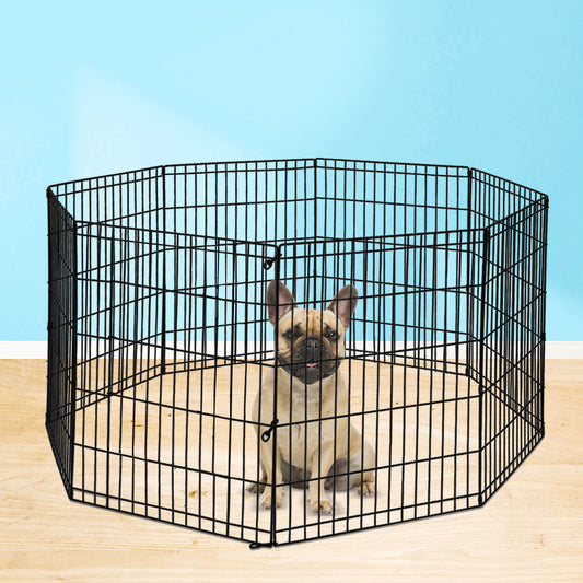 24" Pet Dog Playpen Puppy Exercise 8 Panel Fence Extension (No Door) - Black