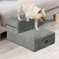 Pet Stairs 2 Step Ramp Portable Adjustable Climbing Ladder Soft Washable - Grey Small
