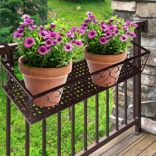 Plant Holder Plant Stand Hanging Flower Pot Basket Garden Wall Rack Shelf Rectangle Bronze