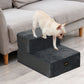 Dog Stairs Ramp Portable Climbing Ladder Washable Removable Cover 2 Steps - Grey