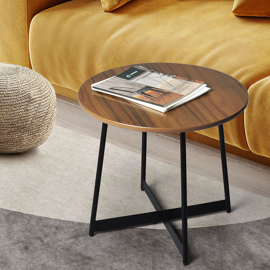 Argentia Wooden Bedside Tables Side Table Nightstand Storage Steel Legs Industrial - Brown